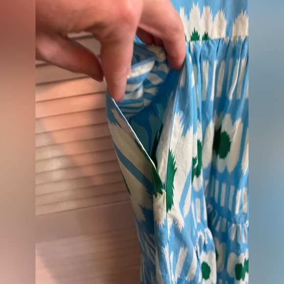 Oliphant v neck maxi ikat blue large green and blue dress - Picture 6 of 11